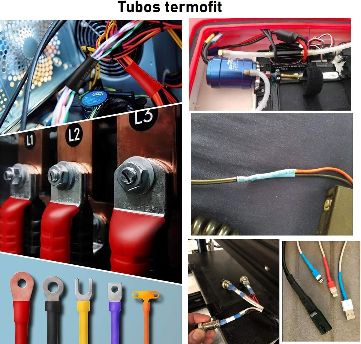 Kit Termofit 6 colores Tubo Termorretráctil 11 tamaños 580 piezas