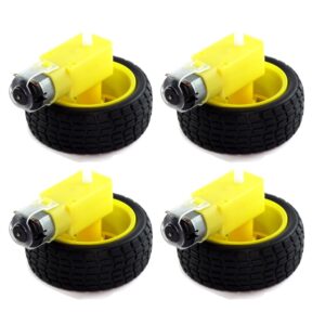 Paquete 4 piezas Kit Motorreductor Recto 2 ejes 48:1 y Llanta 66mm