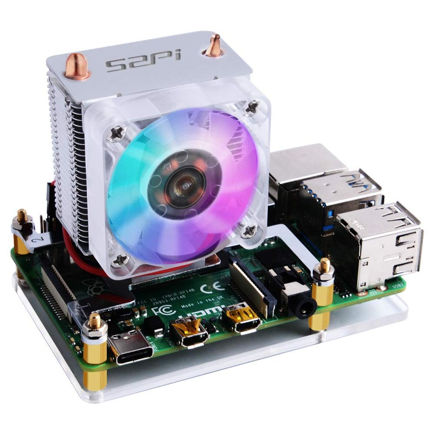Ventilador Ice Tower Cooler Fan RGB para Raspberry Pi 4B/3B+