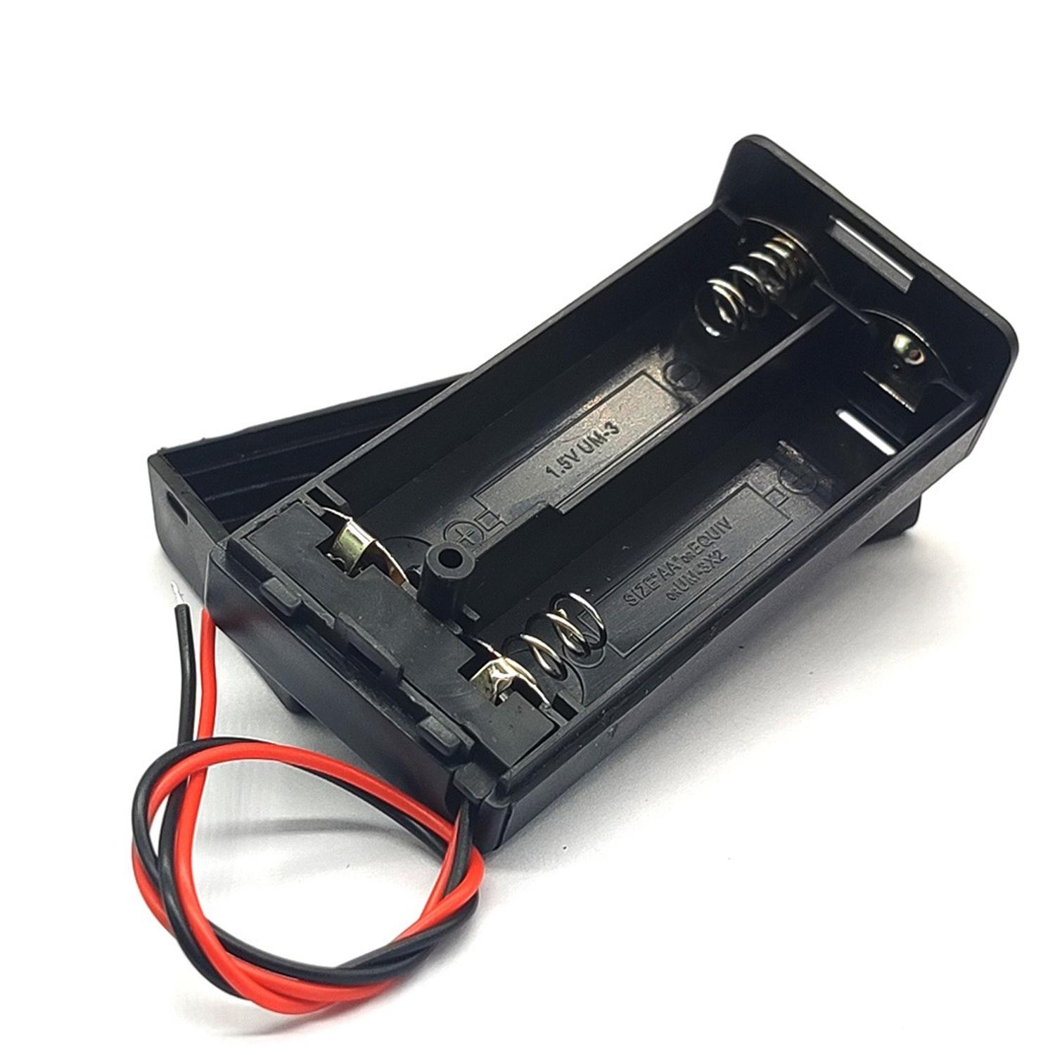 Porta Pila bateria AAx2 con Tapa y Switch