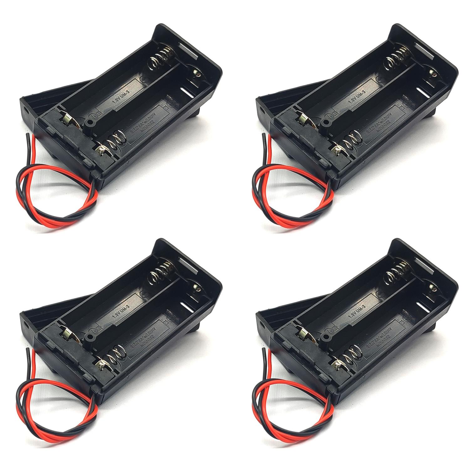 Paquete 4 piezas Porta Pila bateria AAx2 con Tapa y Switch